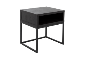 ARMAND, tavolino da divano, quercia nera e metallo