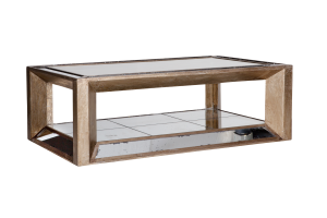 MITCHELL, coffee table, rectangular, mirror glass and wood, 120x70