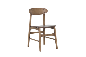 JOEL, chaise, chêne et siège en cuir