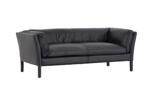 BELLAMY, sofa, black, leather, 2,5 seater