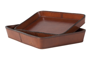 MANHATTAN, tray, brown leather, L