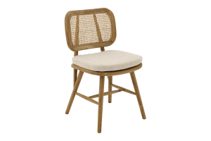 LYNN, chair, oak, reed, with cushion