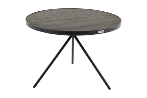 MADISON, side table, oak and metal, round, 60 cm, dark brown