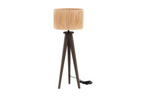 MAEVE, Tischlampe mit Schirm, Holz und Bast