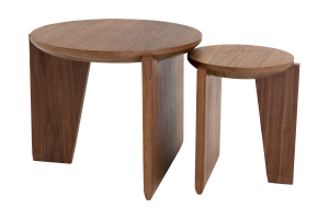 KAJA, tavolino da divano, legno, rotondo, set di 2