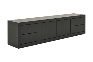 BJORN, TV cabinet, black, 2 doors, 4 drawers