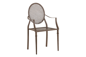 MARY, chaise avec accoudoirs de jardin, métal et finition rouille