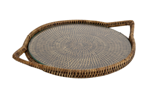 TOGO, tray, round, with glass, reed